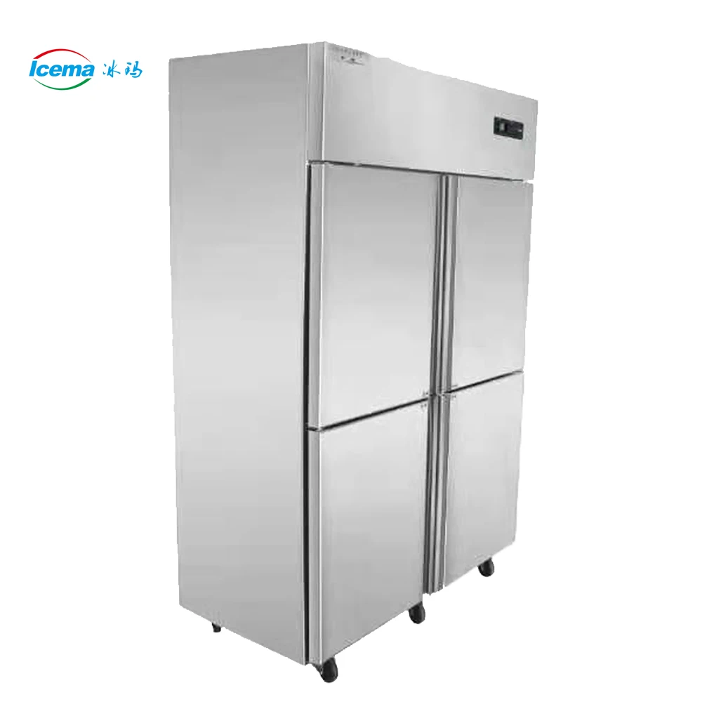 Custom Made Air Cooled Vertical Four-Door up Right Freezer Restaurant Refrigerator Double Door Refrigerators for Hotel