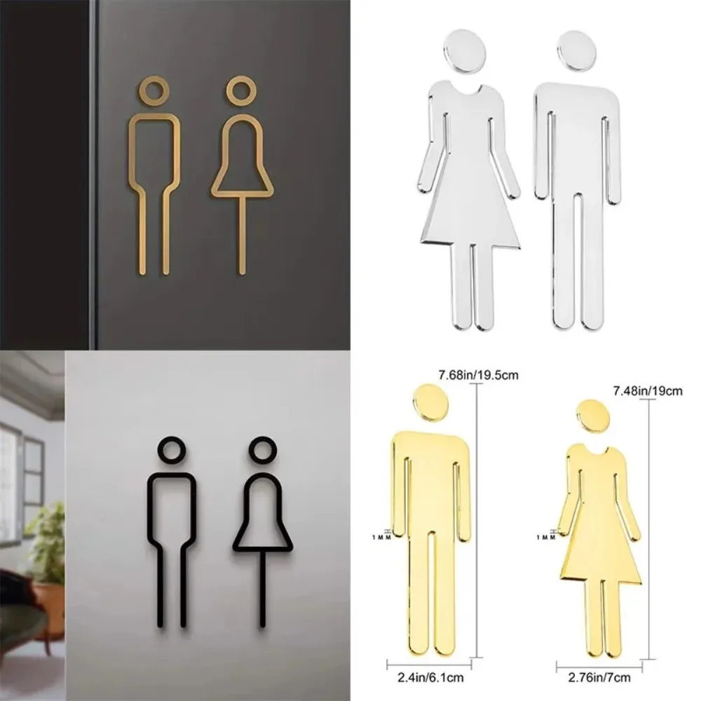 3D Metal Tin Sign Woman Man Toilet Bathroom Door Decor Aluminum Plate Wall Art Home Decoration