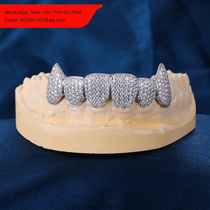 

Индивидуальные Grillz на нижнюю часть зубов из серебра S925, 10K, 14K, цельного золота, с инкрустацией VVS муассанитом и выращенными в лаборатории бриллиантами, для мужчин и женщин