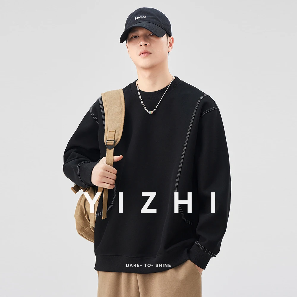 

2025 Spring Autumn New Men's High-end Collection Clearline Round Neck Sweatshirt Loose Heavyweight Long Sleeve Top Men Pullover