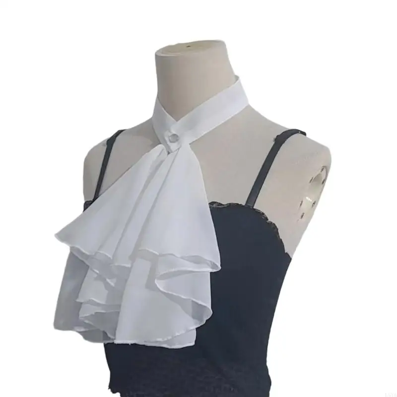 L5YA ربطة عنق شيفون أنيقة متدرجة كشكش ربطة عنق جابوت للنساء ربطة عنق جابوت أنيقة للحدث التاريخي تحت عنوان #2