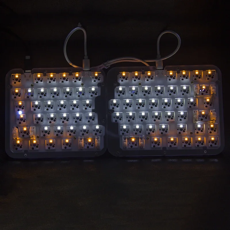 Diy 78 Key Split Keyboard Kit Custom Hot Plug Wired RGB Mechanical Keyboard Layout Prog Rammable VIA Key Compatible LED Switch