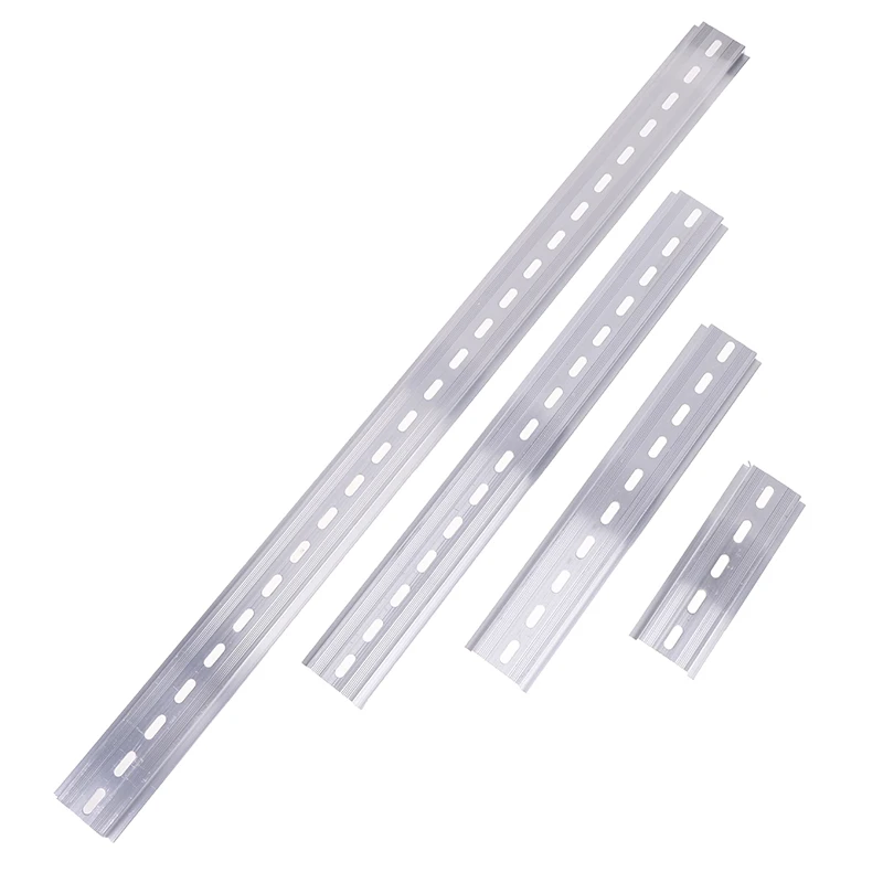 5PCS Aluminum DIN Universal Rail Width 35MM Length 10/20/30/50CM Terminal Block Electrical Slotting DIN Rail