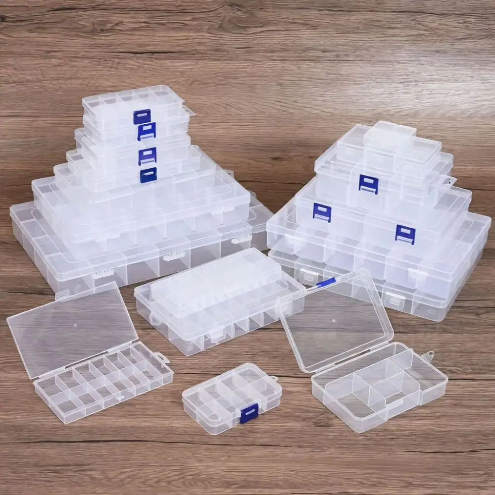 Modular Plastic Organizer Box Transparent Storage Case For Stationery Jewelry Parts Fishing Lure Sewing Craft Supplies Kit