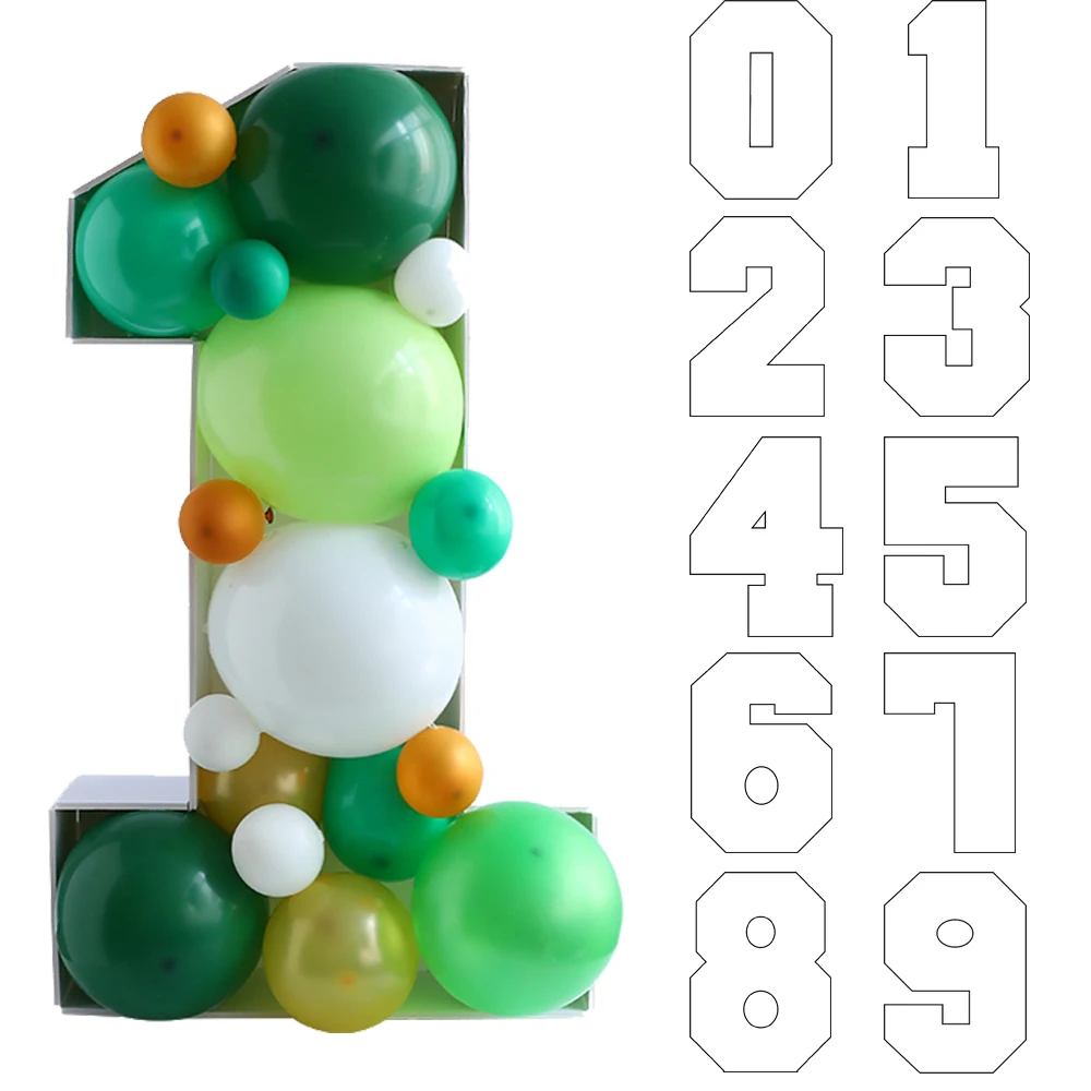 

73cm Giant Figure 0-9 Balloon Filling Box Large DIY Number Balloons Frame Birthday Baby Shower Anniversary Party Home Decoration