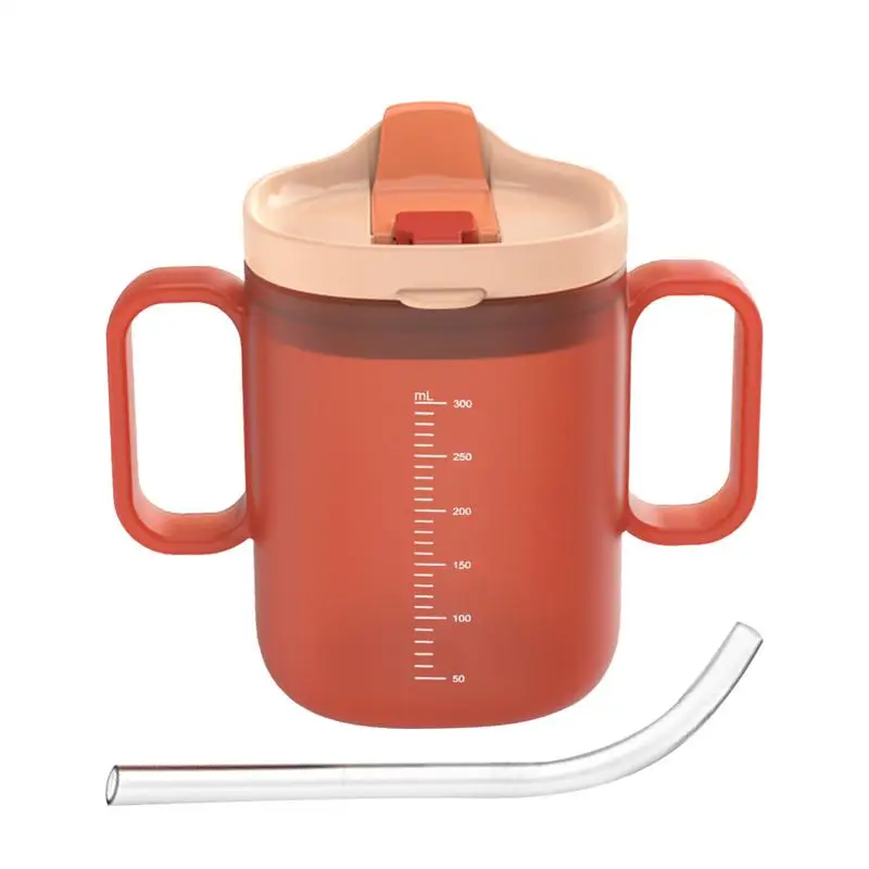 300ml Elderly Spill Proof Cups Drinking Cup With Handles Drinking Cup Water Bottle Feeding Cup With Lid And Straw For Patients