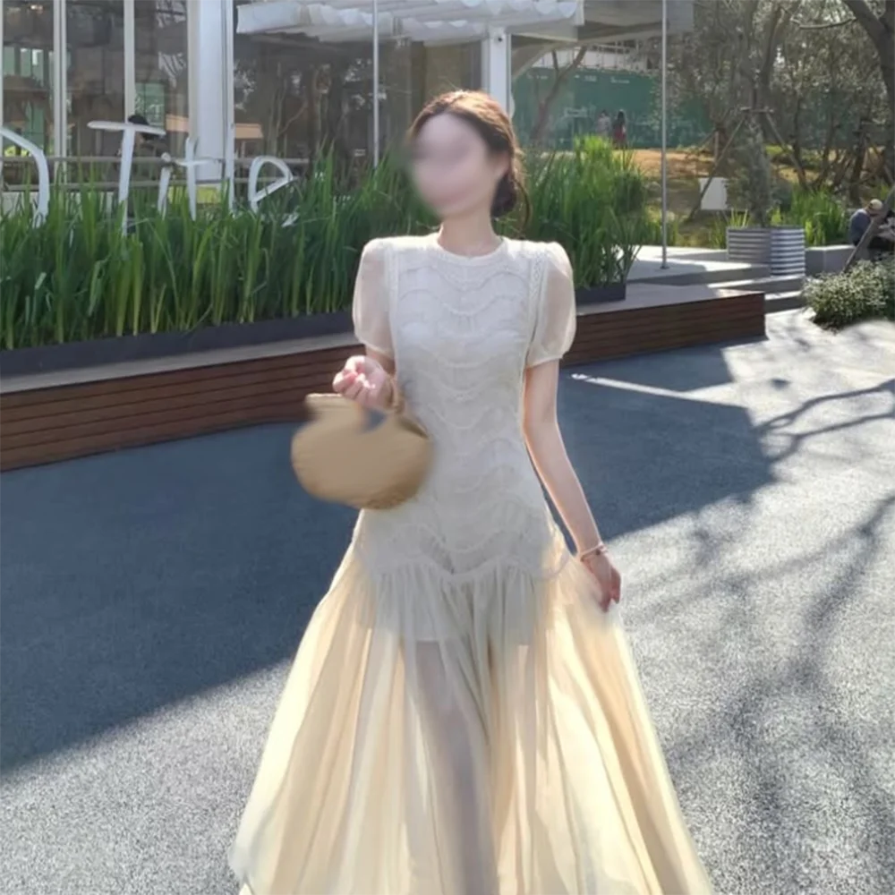 Vestidos de fiesta de una línea personalizados hasta el tobillo, vestidos de noche de manga corta con cuello redondo, vestidos de fiesta de moda drapeados simples