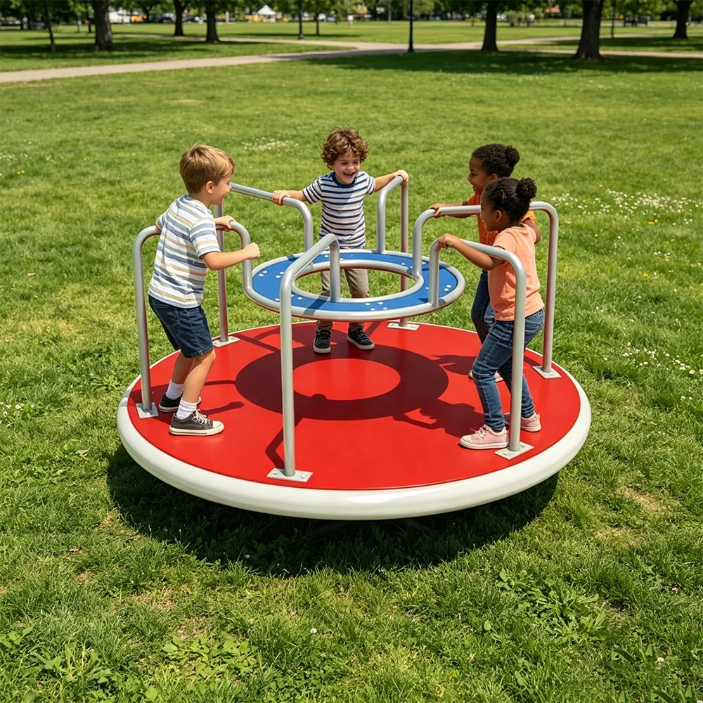 Colorful Indoor/Outdoor Rotary Toy For Kindergartens & Daycare Centers Steel & PE Construction