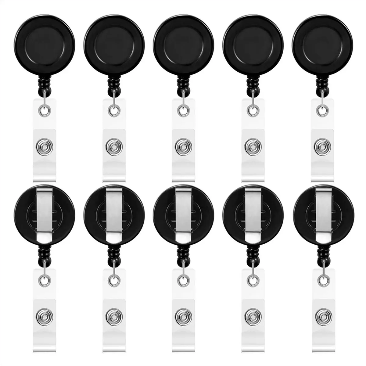 ABJS 100 PCS Retractable Badge Reel Clips ID Card Holder Reel with Metal Belt Clip for Hanging Cards Key Chains,D