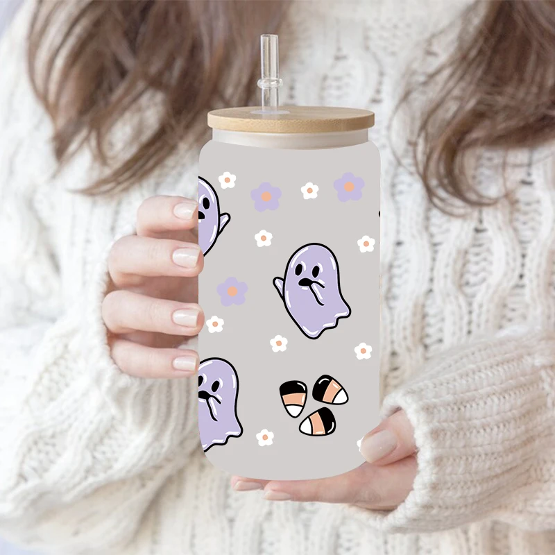 3D UV DTF Transfers Stickers 16oz Cup Wraps Spooky Season Halloween Printed For DIY Glass Ceramic Metal Leather Etc. D5292