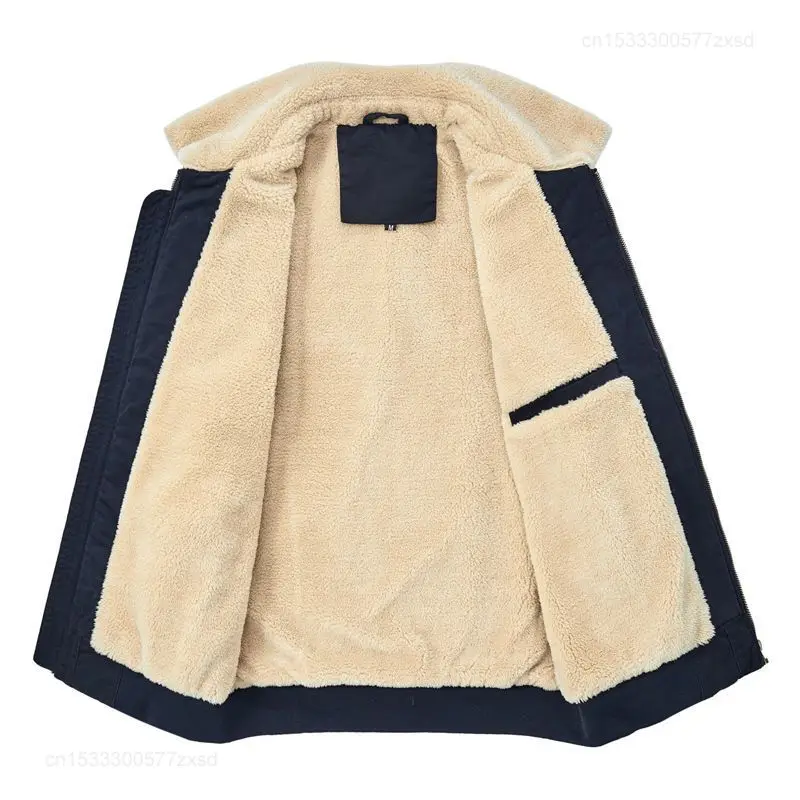 Xiaomi แจ็คเก็ตผ้าฝ้ายบุขนแกะหนาให้ความอบอุ่น6XL แฟชั่นลำลองสำหรับผู้ชาย