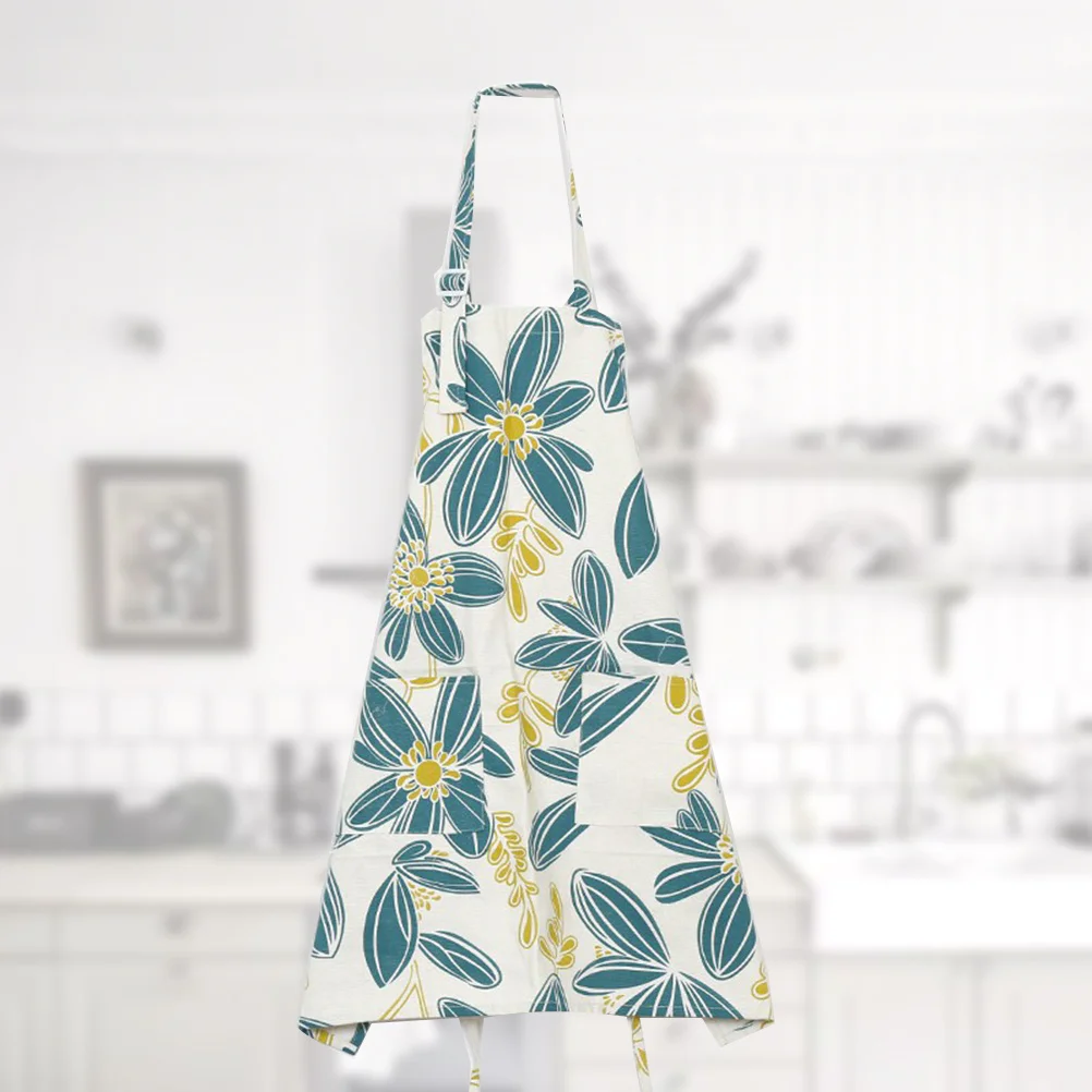 

Household Cotton Cooking Aprons Sleeveless Half Design Adjustable Strap Pockets for Kitchen Baking Supplies Man Woman Flower