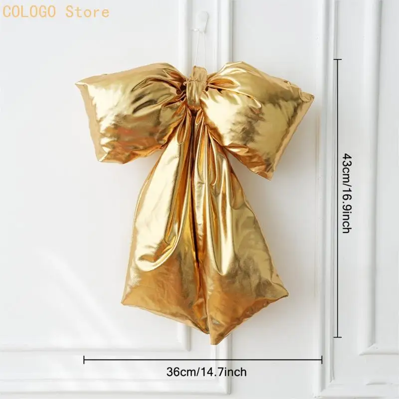 Filled Fabric Christmas Bowknot, Hanging Ornament with Sewn Loop and Holiday Outer Layer for Doorway, Tree, or Wall Area D0LD