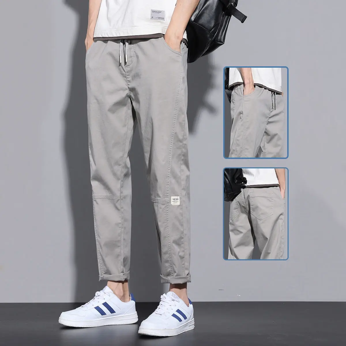 

High Quality Casual Cotton Men Trousers Solid Color Slim Fit Pants Black Slacks Gray Harun Pants Male Loose Cargo Pants for Men