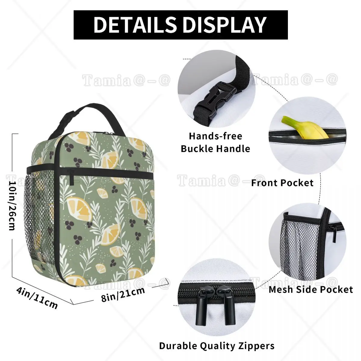 Beach Lemon And Rosemary Insulated Lunch Bag for Kids School Cooler Thermal Food Box Tote Leakproof Lunch Boxes Container