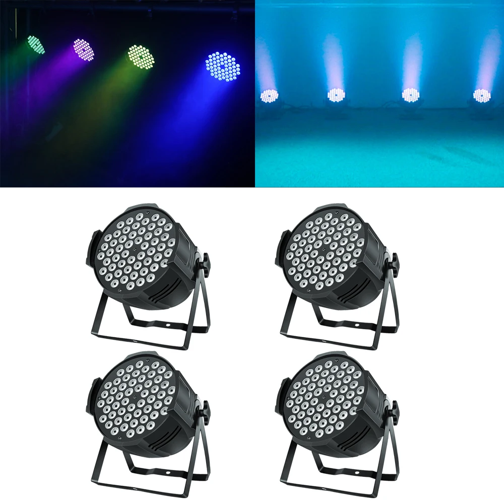 

4PCS 54X3W LED Full Color Par Lights Aluminum Stage Flat Par Lighting Dyeing Light Wedding Professional For Nightclub DJ Disco