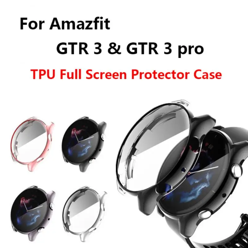 Protetor de Tela Cheia para Amazfit GTR 3 Pro Smartwatch, Capa Protetora de Silicone, Bumper Shell, 3 Pro Case