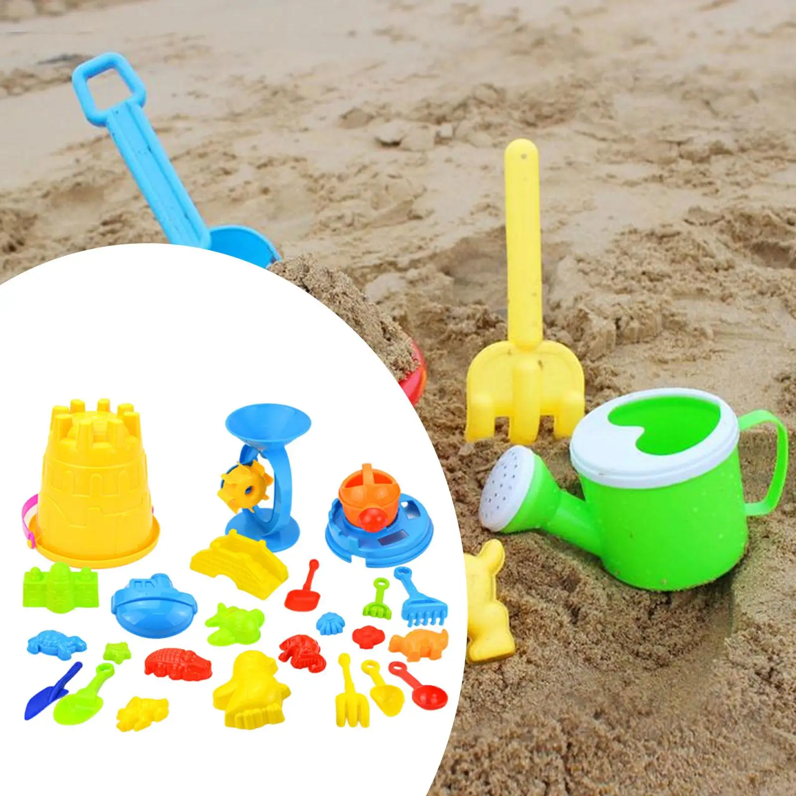 Conjunto de baldes e pás de areia para brinquedos de areia de praia de 25 unidades para aniversário de viagem de jardim