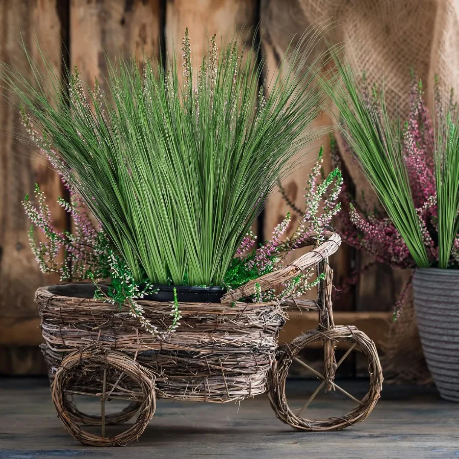 12 قطعة 33 بوصة نباتات العشب الاصطناعي فو شجيرات عشب القمح للخارجية والداخلية ديكور المنزل طويل القامة النباتات وهمية الجذعية الخضرة #5