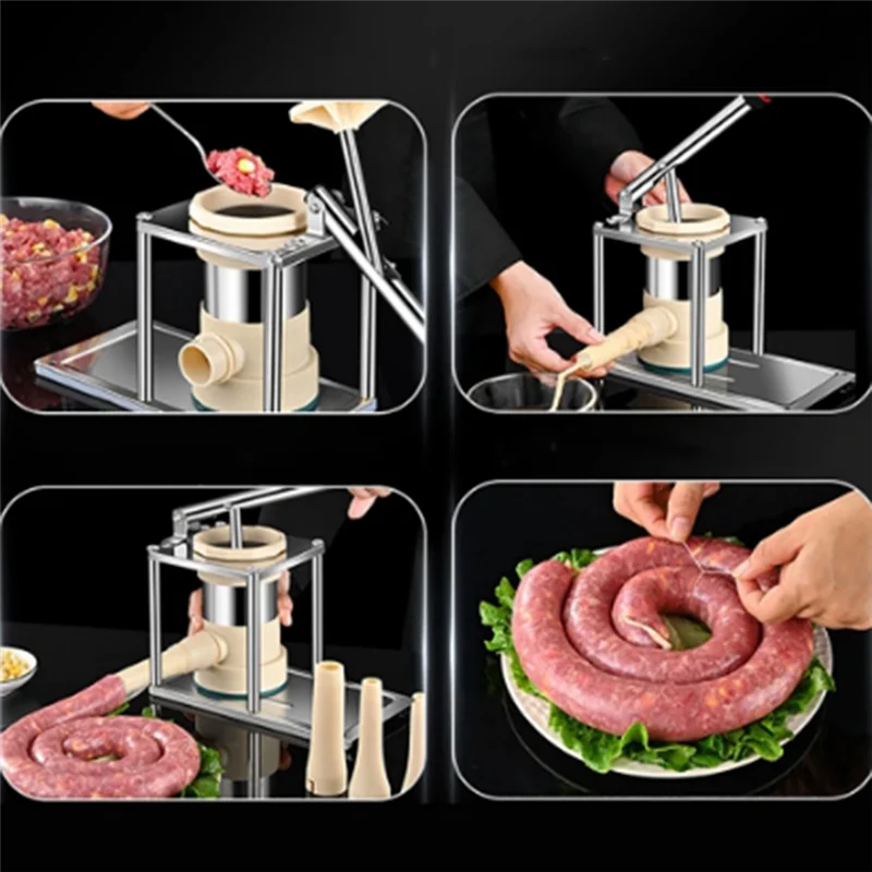LICE-5 In 1 Horizontal Type Sausage Meat Stuffer Homemade Kitchen Quickie Meat Sausage Maker Tools Sausage Filler
