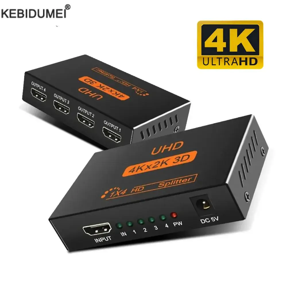 HDMI-kompatibel Splitter 1 in 4 Out Full HD 4K Audio Video Splitter 1x4 HDMI splitter Verstärker Adapter Für HDTV DVD PS3 Xbox