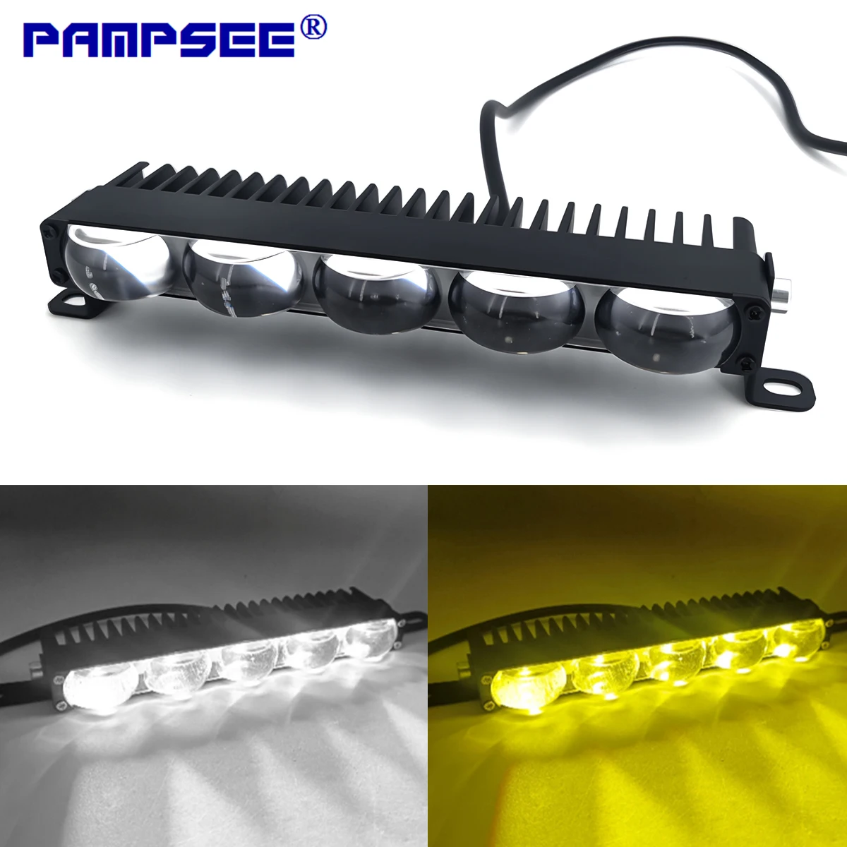 

5SMD двухцветный желтый и белый светодиодный светильник для фар, бампера, противотуманные фары, решетка, рабочие фары 9 В-36 В, автомобильное освещение 3000K