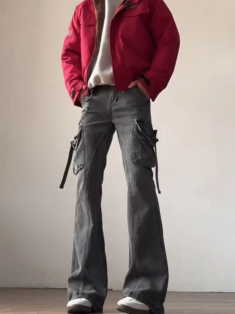 

Deep ey American High Street Workwear Jeans Men's Winter Cool Slim Straight Cut Jeans Faionable Straight Leg Trousers