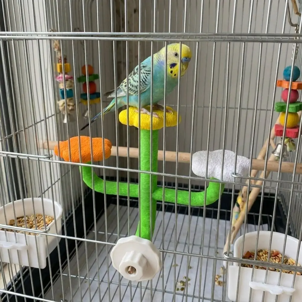 Detachable Cactus Shaped Bird Habitat Pole Wear Resistant Bite Resistant Bird Cage Platform Stable Plastic Bird Cage Toy