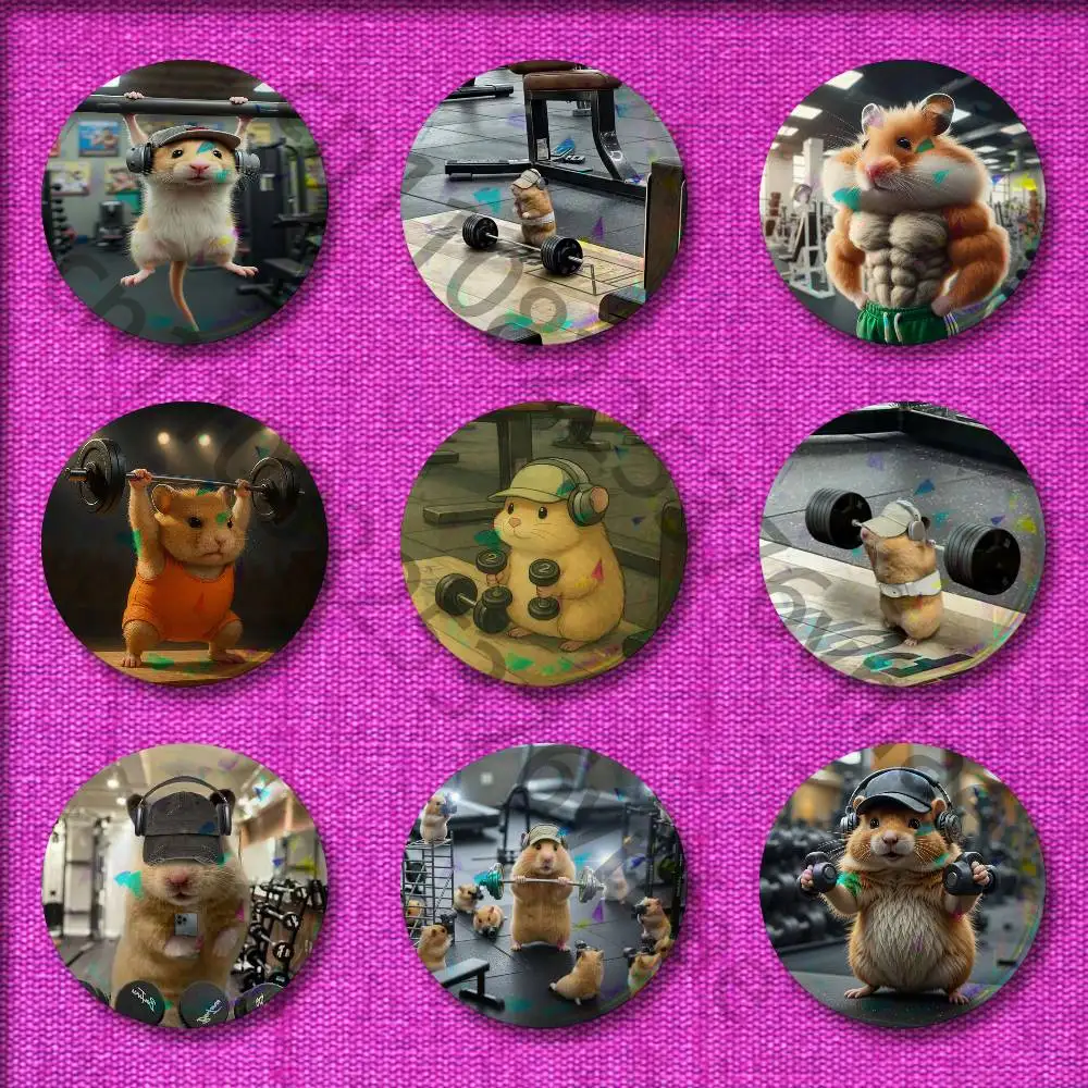 

Gym Hamster Mouse Rat Cat Badge For 32mm 25mm 44mm 75mm 58mm Round Pin Brooch Insignia Cover Decoration