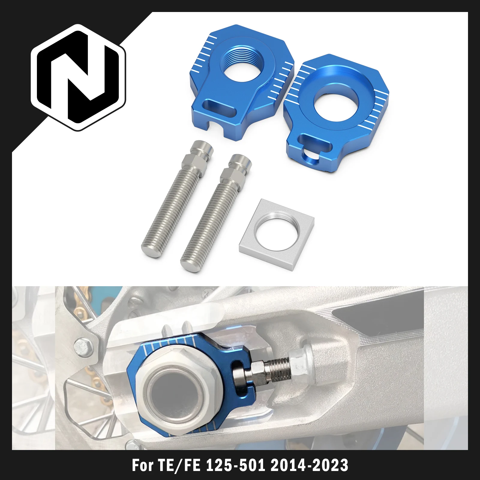 For Husqvarna TE 300 TE 250 FE 250 FE 350 FE 450 501 2014-2023 FC 250 350 450 2014-2015 20MM Rear Axle Blocks Chain Adjuster