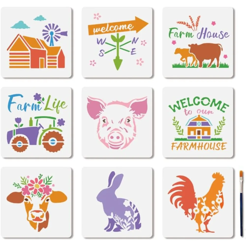 9 Pcs Farm Animal S…