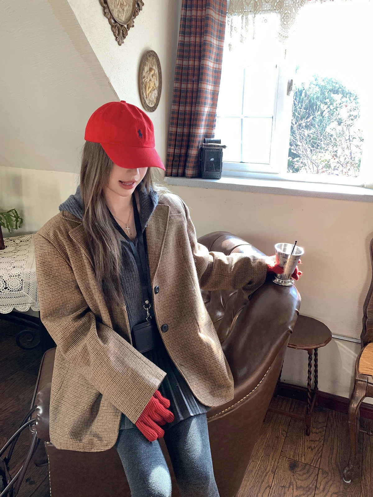 

Anneop Autumn Winter Woolen Casual Suit Thiened Loose Warm High-End Feel Outerwear Women's Faion Busin Lady Suit