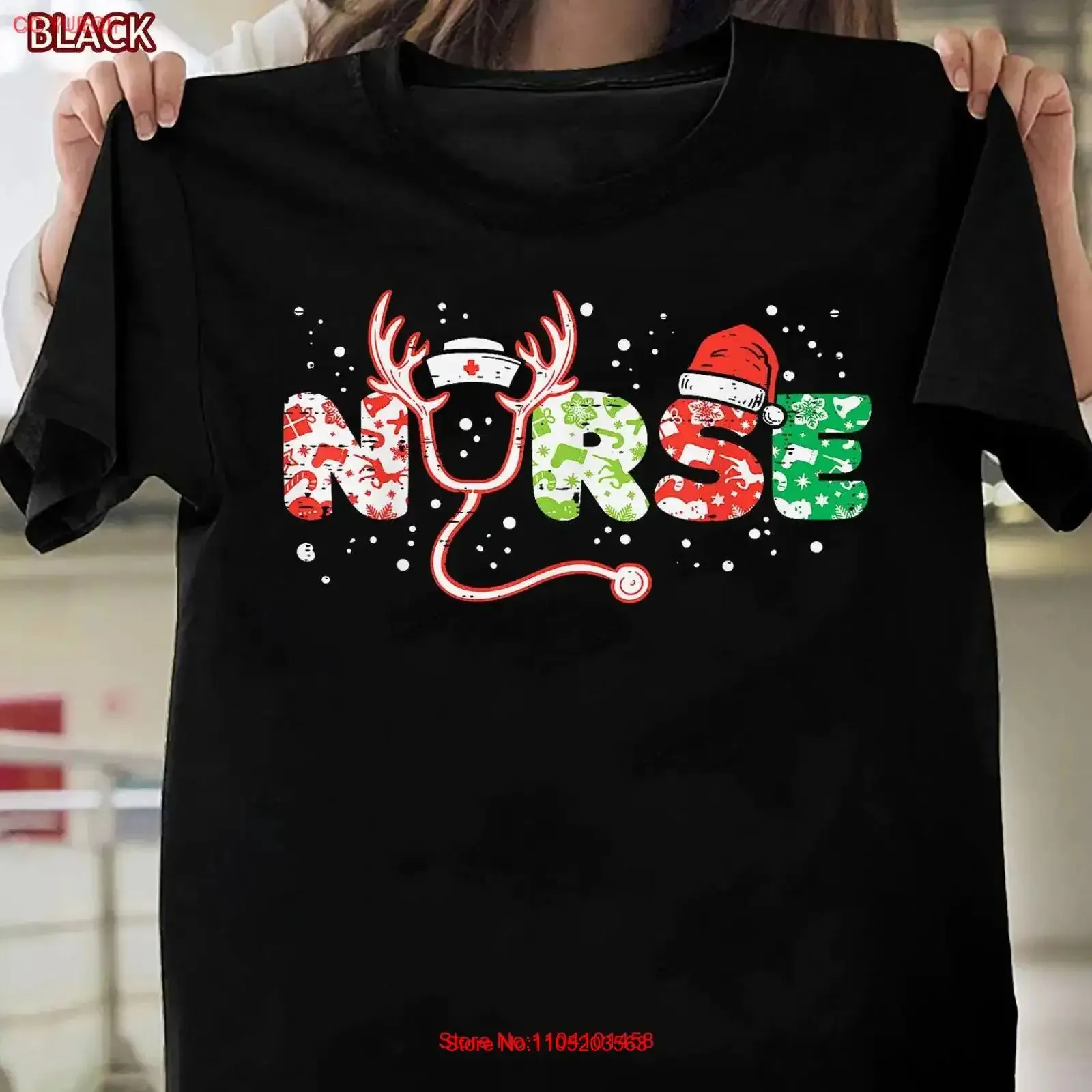 Funny Nurse Christmas Stethoscope T Shirt Xmas Scrub Top vintage Washed Stylish Comfortable Versatile fashion
