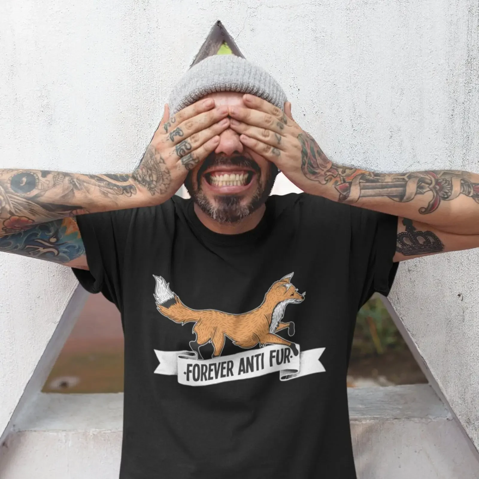 Camiseta Forever Anti Fur Fox, Vegana, Derechos de los Animales, Liberación, Ropa Casual, Estilo Vintage Lavado, Streetwear, Elegante y Versátil