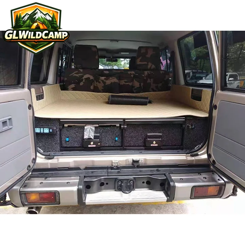 Off Road Kitchen Drawer for TOYOTA LC76 Camping Drawers System Car Rear Box Car Steel Storage Cabinet Large Storage DrawerFor Ra