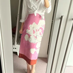 2024ZAR * Spring/Summer New Women's Sweetheart, Western Style, Slimming Linen Blended Straight Half length Skirt Trend