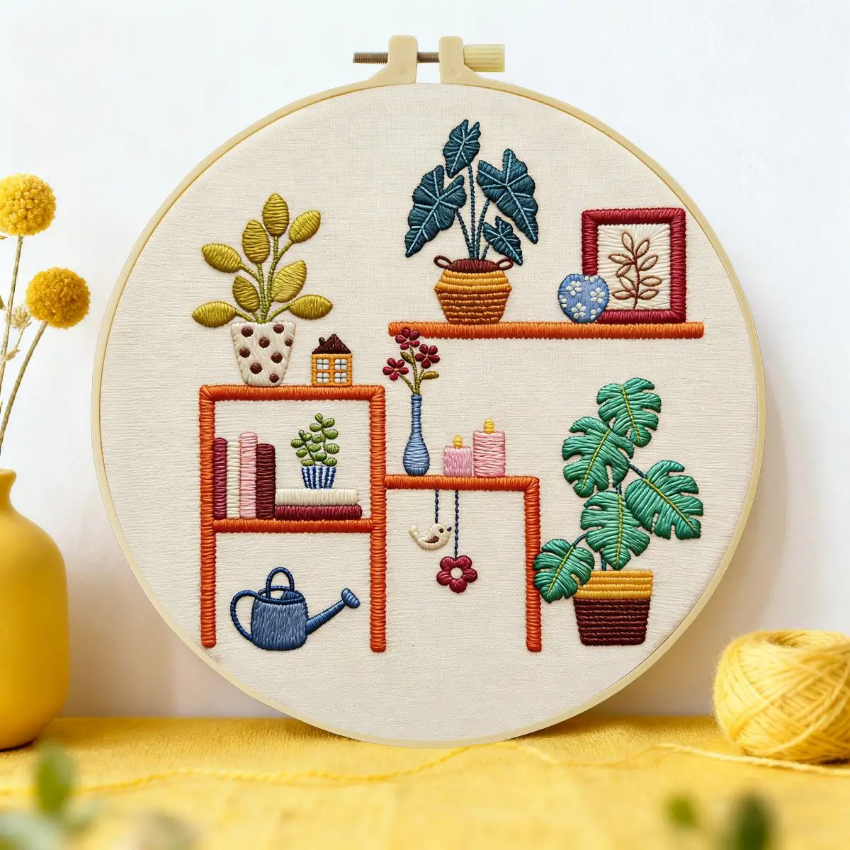 1 Stück 20X20CM/15X15CM 7,87/6,3 Zoll Regal-Stickerei-Starter-Kit DIY-Kit DIY-Stickerei-Set Handarbeiten Malerei – Detail 1