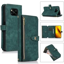 For Xiaomi Poco X5 Pro X 3 NFC X6 X7 5G Flip Case Crossbody Leather 9-Card Zipper Cover For Poco X3 M6 Pro F3 M5S Wallet Etui