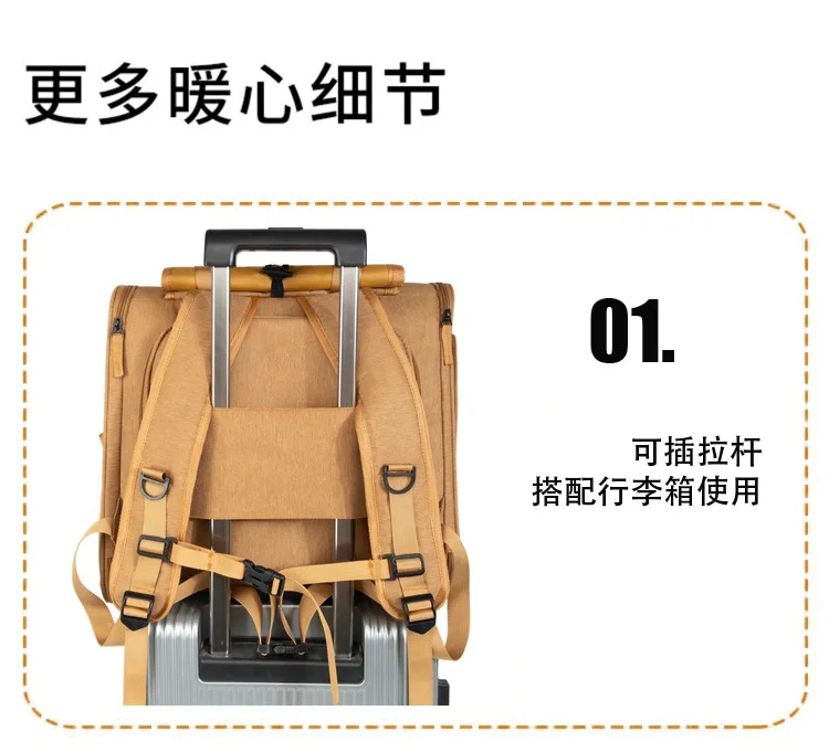 Tragbarer Katzenträger-Rucksack, erweiterbar, große Kapazität, faltbar, für kleine und mittelgroße Hunde und Katzen bis 8 kg – Detail 11