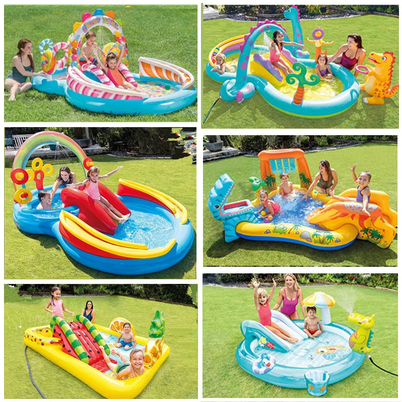 Intex Inflatable Kids Water Slide Park Pool Ocean Ball Fountain Without Pump
