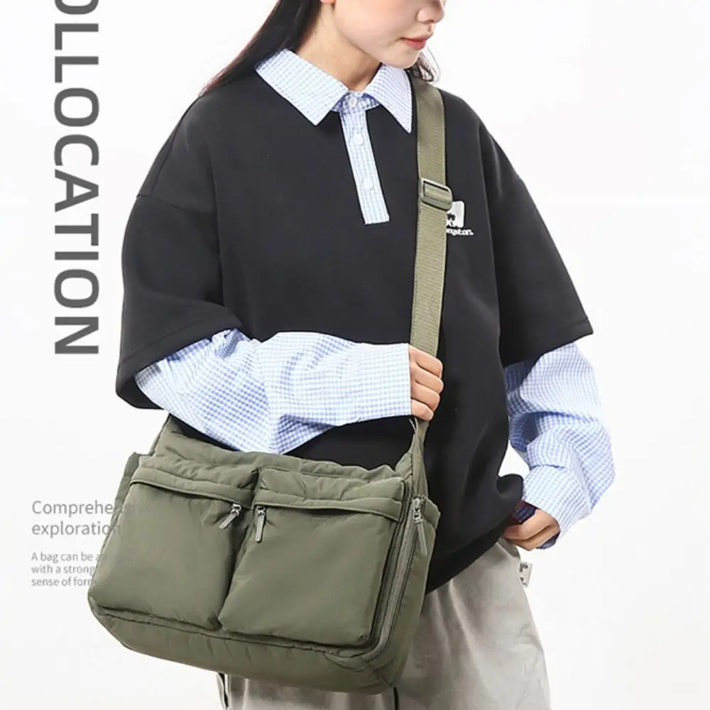 Large Capacity Nylon Crossbody Bag Multiple Pockets Harajuku Men Shoulder Bag Korean Style Mobile Phone Pack Computer Bag Travel