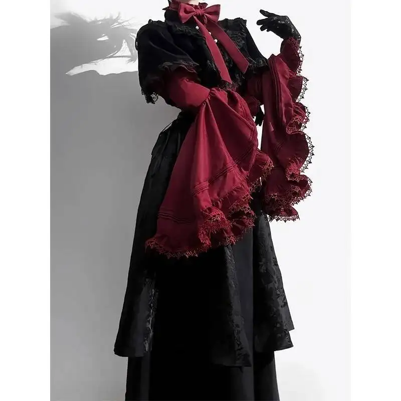 Halloween costume black and red gothic Lolita half skirt long skirt shirt two-piece set 2025 new Lolita view 4