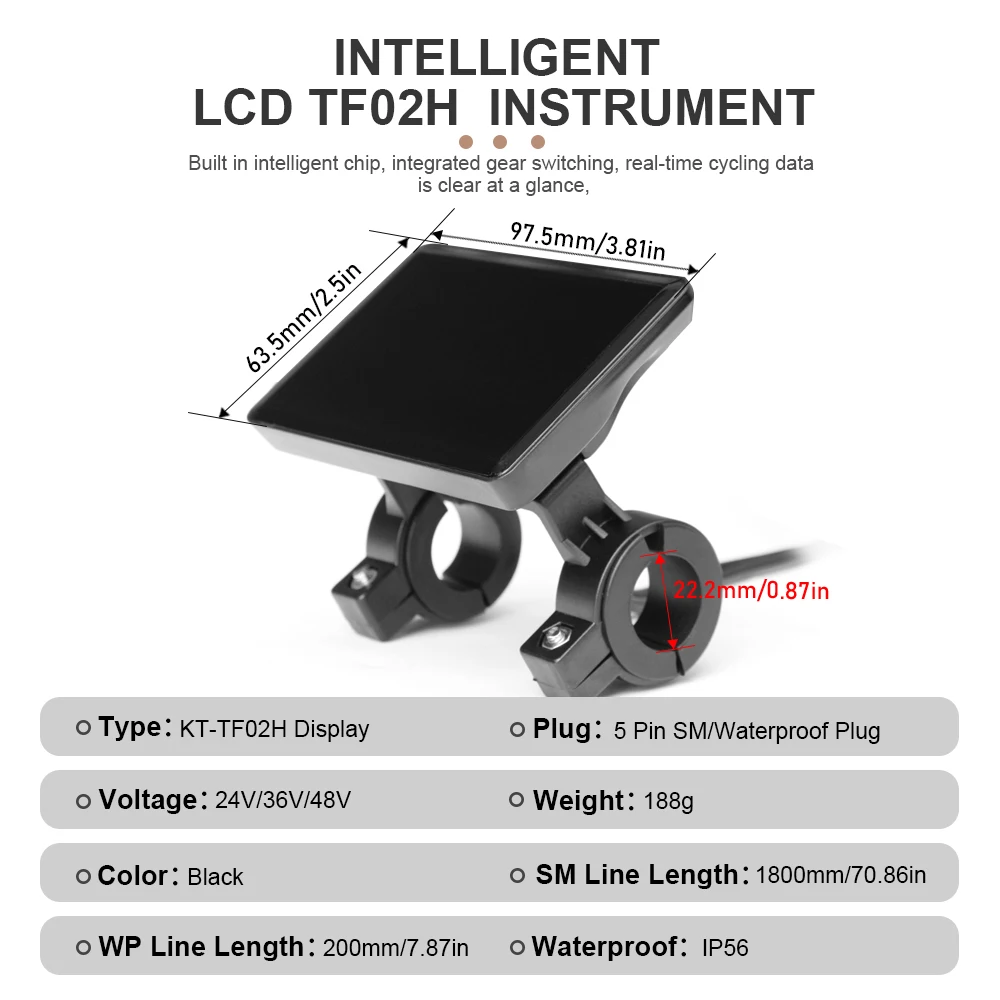 Ebike عرض KT TF02H عرض 24V36V48V دراجة كهربائية Kunteng لوحة تحكم ذكية عرض لمجموعة محرك الدراجة الكهربائية #2