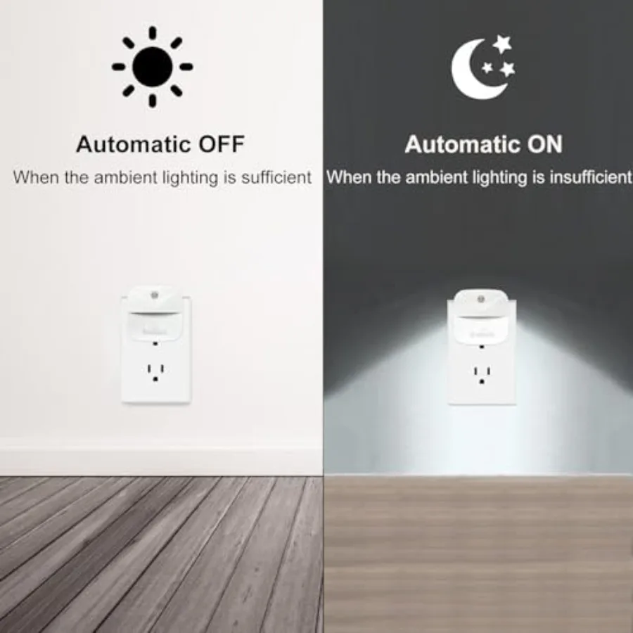 Night Light, LED Night Lights Plug into Wall, Dusk to Dawn Sensing Nightlights, No Glaring Compact Size, Night Light for Naviga