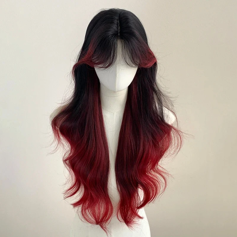 xiaoxiao-perruque-lace-front-bandeau-cheveux-longs-boucles-ombres-rouge-et-noir-paris-femme-lolita-synthetique-resistante-a-la-chaleur-pour-usage-quotidien