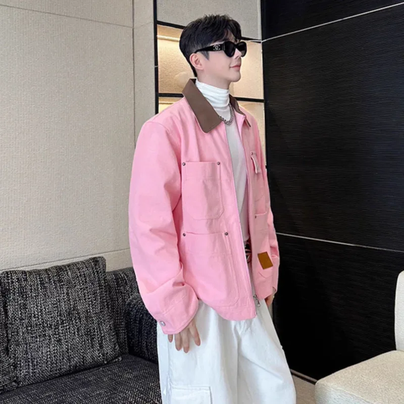 LUZHEN Color Decorate Korean Neck Style Pockets Fashion Contrast Casual Jacket Men's 2025 Autumn New Trendy Male Clothes JY8579