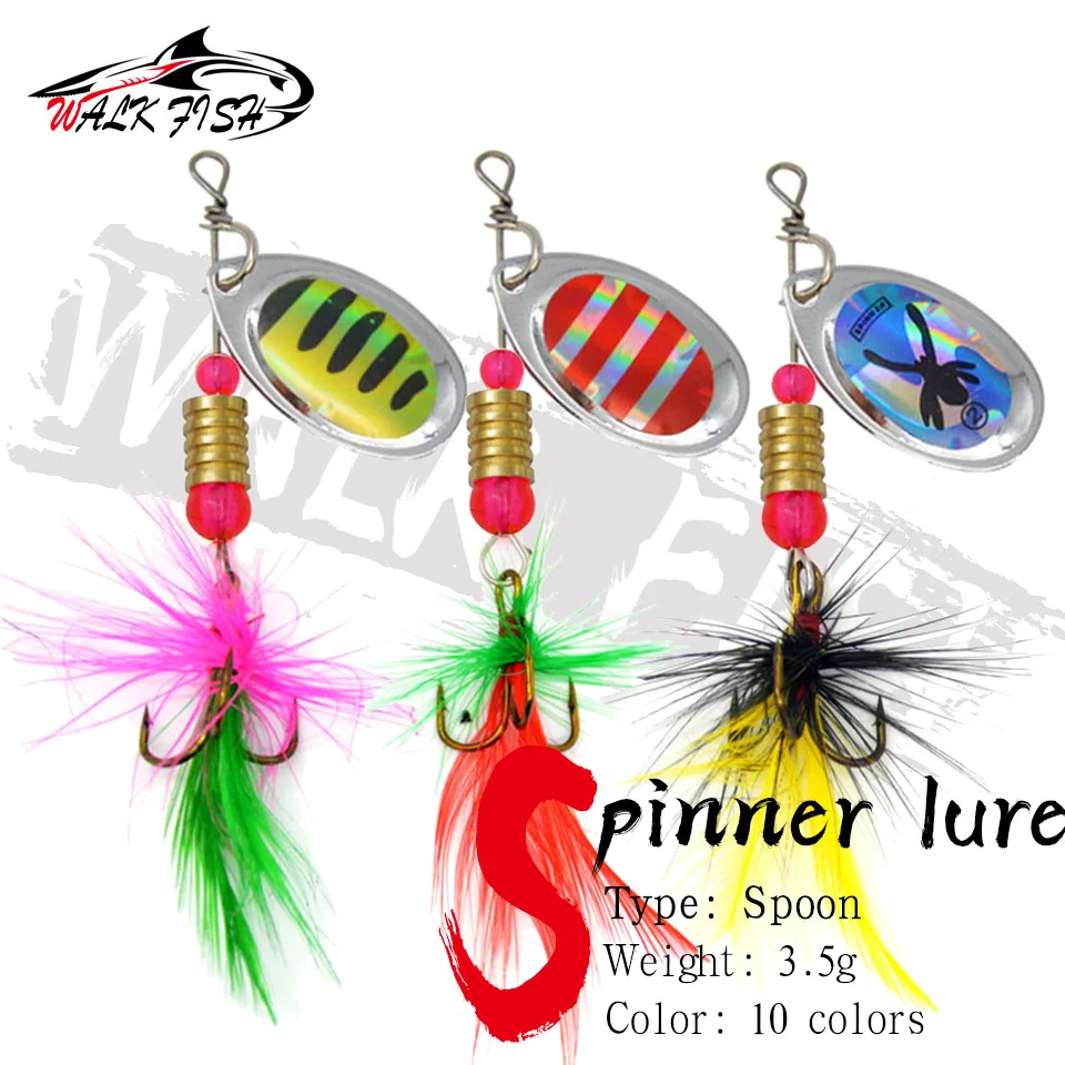 WALK FISH 1PCS Metal Spoon Spinner Lure 3.5g Spoonbait Crankbaits Fishing Wobblers For Pike Crochet Bait Tackles Artificial Bait