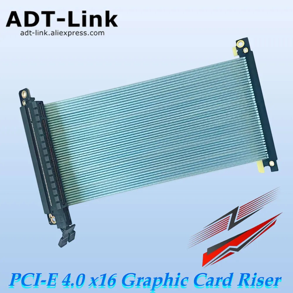

ADT-Link Посеребренная видеокарта PCI-E 4.0 x16 Riser RTX3060 3090 ITX A4 Корпус для ПК Gen4.0 16x Двойной обратный удлинительный кабель