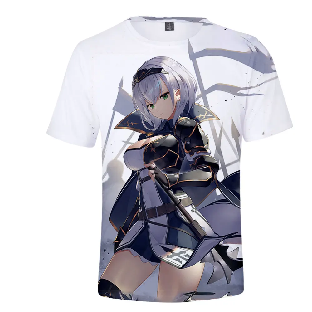 HOLOLIVE VTuber Shirogane Noel T-shirt Summer Crewneck Short Sleeve Anime Tee Men Women\'s Tshirt Harajuku Streetwear 3D Clothes