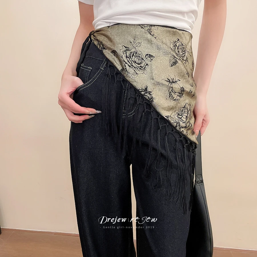 DREJEW New Chinese Retro Triangle Scarf Tassel Belt Fashionable and Versatile Waist Decoration Luxury Designer Jewelry